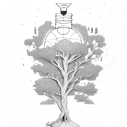 tree growing inside light bulb tattoo design idea