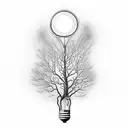 tree growing inside light bulb tattoo design idea
