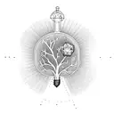 tree growing inside light bulb tattoo design idea