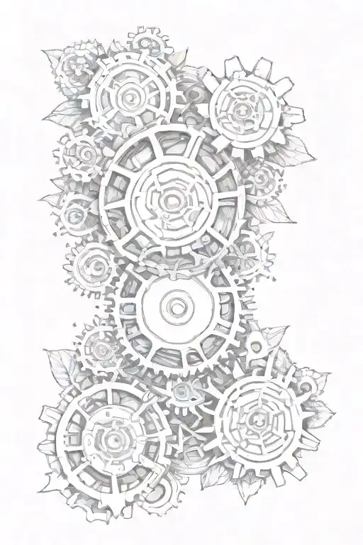 buttercups growing out of cogs tattoo design idea