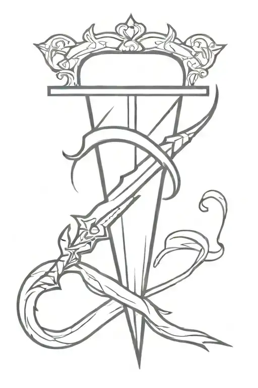Dagger stabbing a heart symbolising my hardship with my own emotions. i struggle with being cold and shy tattoo design idea