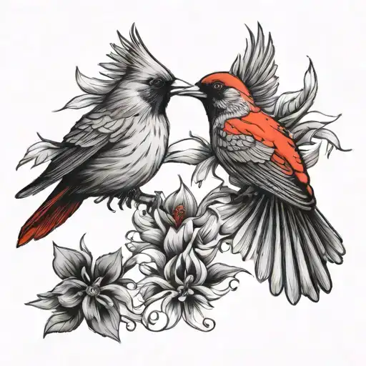 red cardinal and hummingbird, ANGEL WINGS tattoo design idea