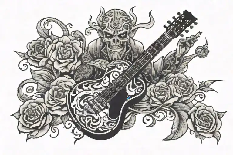 guitar teacher tattoo design idea