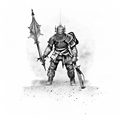 dark souls mixed with metro 2033 tattoo design idea