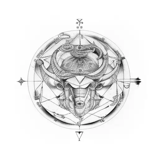sleeve with astrology using cancer, Aries and capricorn tattoo design idea