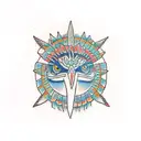 quetzal in aztec style tattoo design idea