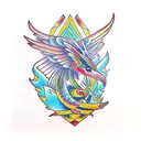 quetzal in aztec style tattoo design idea