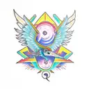 quetzal in aztec style tattoo design idea