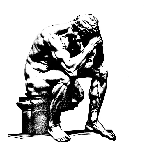 Rodin's The Thinker, history, Victorian era tattoo design idea