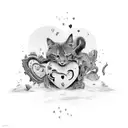 Create a compelling and emotive image that conveys the theme of heartbreak and the loss of trust in relationships, with  tattoo design idea