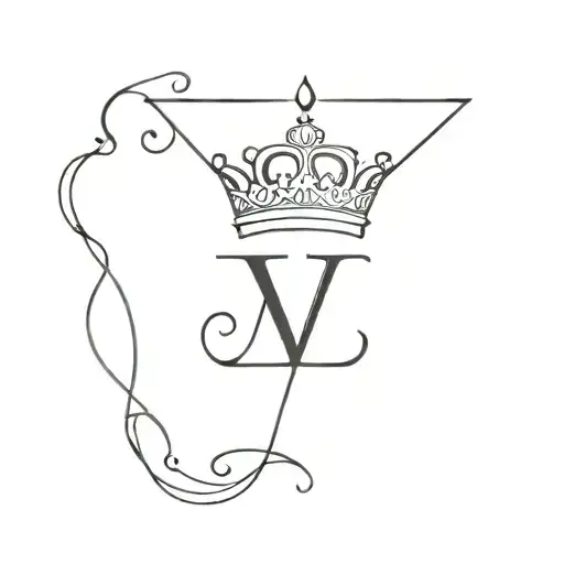 letter V and letter L with a crown tattoo design idea