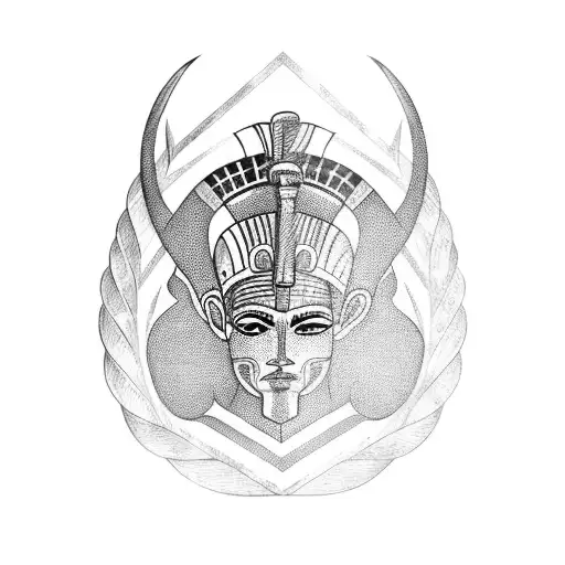 Egypt god full arm with red tattoo design idea