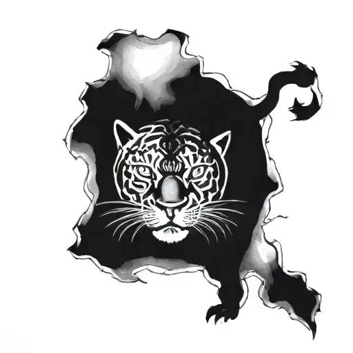 blackwork panther tattoo on the abdomen tattoo design idea