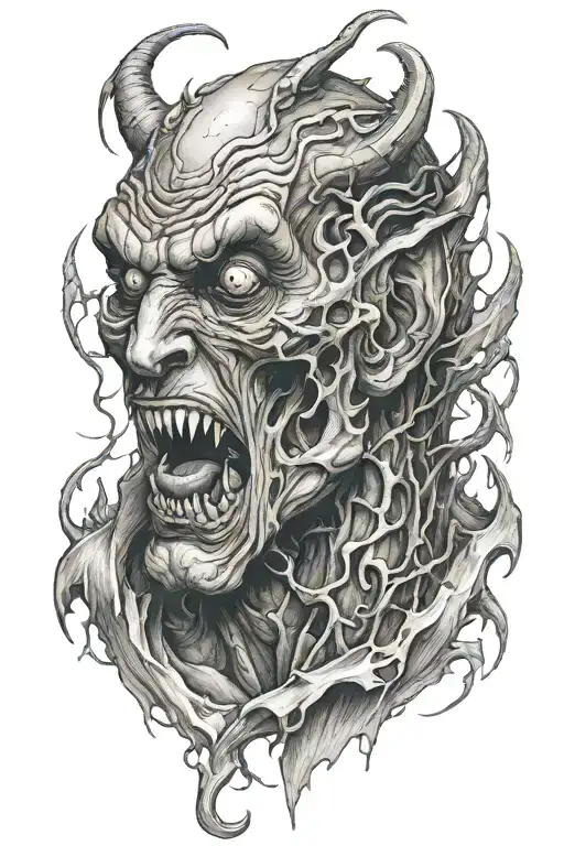 Demon in Agony Emotions: Sadness tattoo design idea