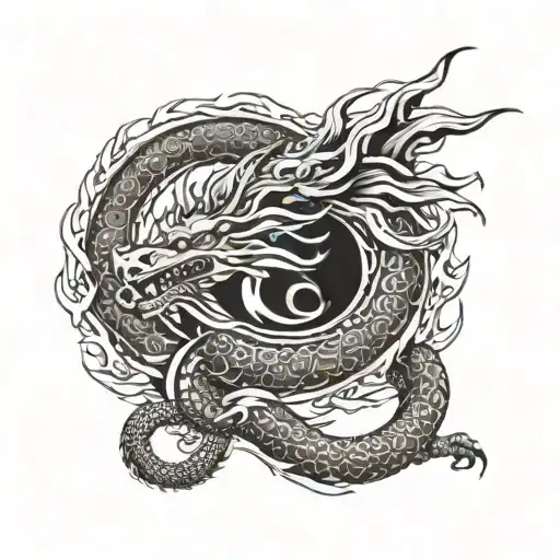 dragon vs Quetzalcoatl tattoo design idea