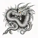 dragon vs Quetzalcoatl tattoo design idea