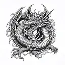 dragon vs Quetzalcoatl tattoo design idea