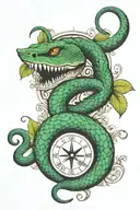 a half sleeve with a snake and a Gemini sign    tattoo design idea