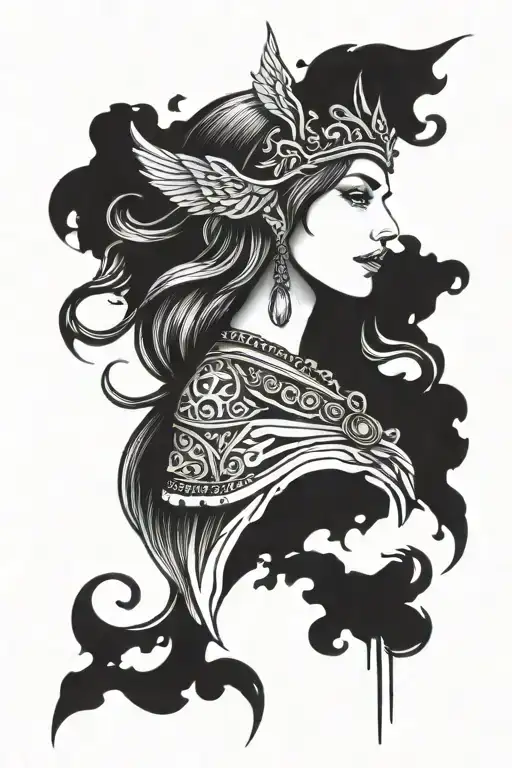 princess freya goddess tattoo design idea