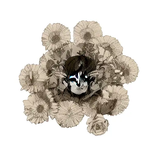 hands and flowers, dark style, attack on titan tattoo design idea