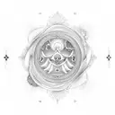 A wave-inspired design with the zodiac symbols for Virgo and Aquarius incorporated, representing the client's love for water and their astrological signs tattoo design idea