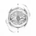 A wave-inspired design with the zodiac symbols for Virgo and Aquarius incorporated, representing the client's love for water and their astrological signs tattoo design idea