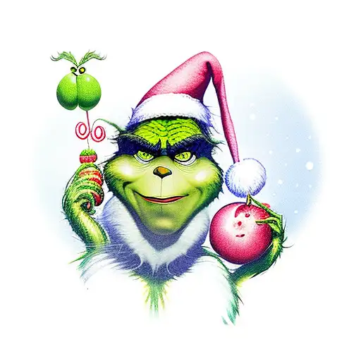 grinch holding tomato  tattoo design idea