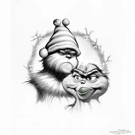 grinch holding tomato with scooby do and shaggy tattoo design idea