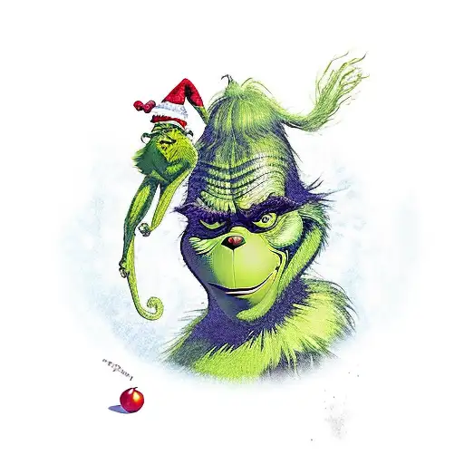 grinch holding tomato with scoobydo and shaggy tattoo design idea