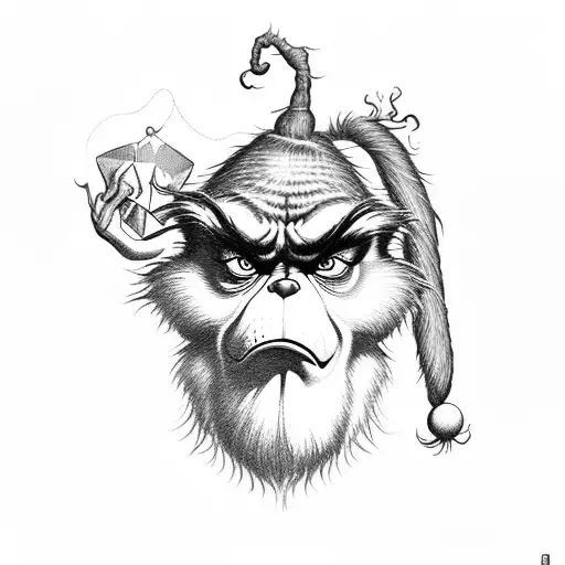 grinch holding tomato with scooby do and shaggy tattoo design idea