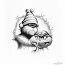 grinch holding tomato with scooby do and shaggy tattoo design idea