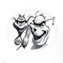 grinch holding tomato with scooby do and shaggy tattoo design idea