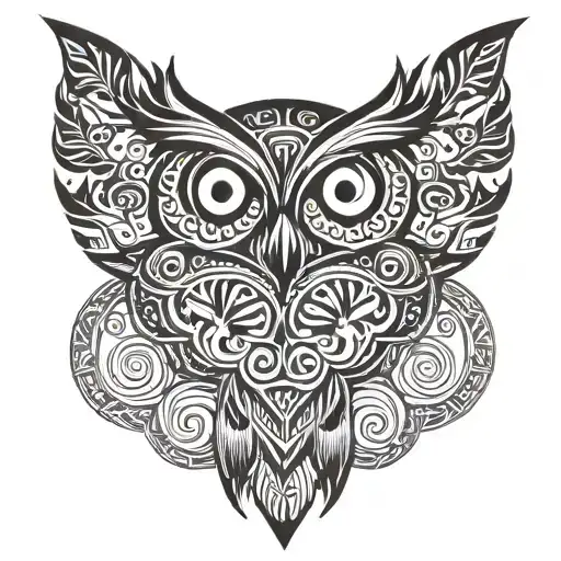 owl and sun symbol intertwined infinity symbols incorporated tattoo design idea