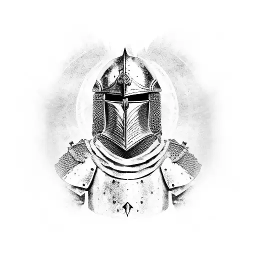 Medieval Mounted Knight, Full Armor Suit, Death, Dark, Highly Detailed, Charge, Ominous tattoo design idea