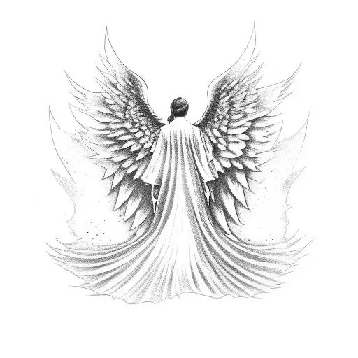 angel falling from the sky with burning wings tattoo design idea