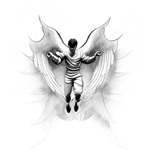male angel falling from the sky tattoo design idea