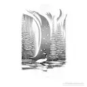 leech lake Minnesota with a loon and the northern lights  tattoo design idea