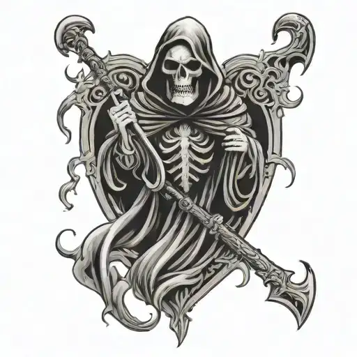Grim Reaper Sacred Heart tattoo design idea