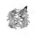 A family tree intertwined with foxes representing unity and strength tattoo design idea