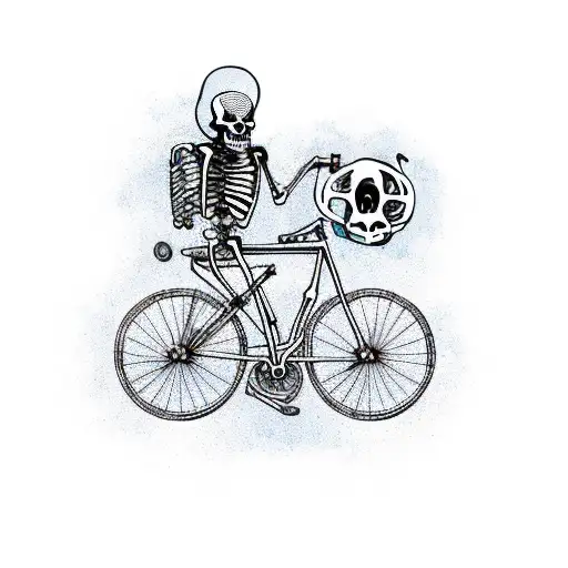skeleton on bicycle with ak47 tattoo design idea