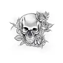 skull with roses and snakes  tattoo design idea