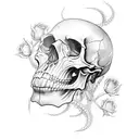 skull with roses snakes and spiders  tattoo design idea