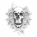 skull with roses snakes and spiders  tattoo design idea