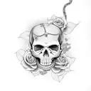 skull with roses and snakes  tattoo design idea