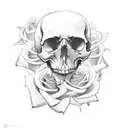 skull with roses and snakes  tattoo design idea