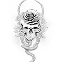 skull with roses and snakes  tattoo design idea