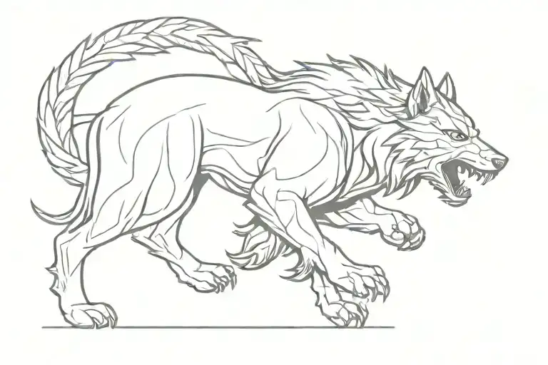 scandinavian war god tyr with fenrir tattoo design idea