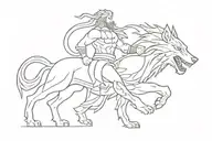 scandinavian war god tyr with fenrir tattoo design idea