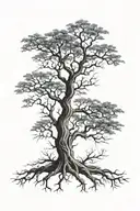 tree of life with half of the tree made of dead limbs tattoo design idea