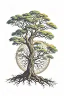 tree of life with half of the tree made of dead limbs tattoo design idea